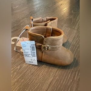 Baby Girls Flower Buckle Boots - Tan